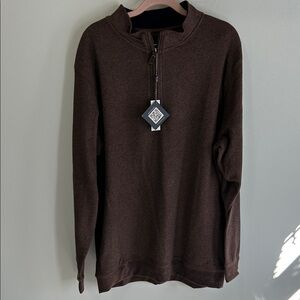 Tailorbyrd Collection Heathered Brown Quarter Zip Sweater